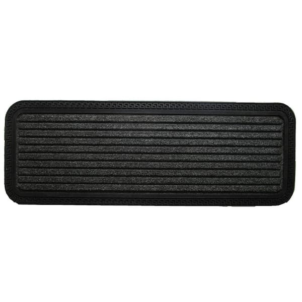 Imports Decor Synthetic Step Mat Gray 30 in. x 10 in. Rubber Back Door Mat