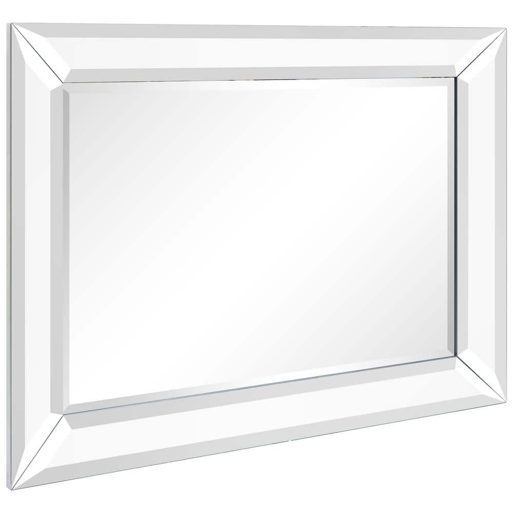 Rectangular Beveled Diamond Silver Framed Wall Mirror 40" x 30"