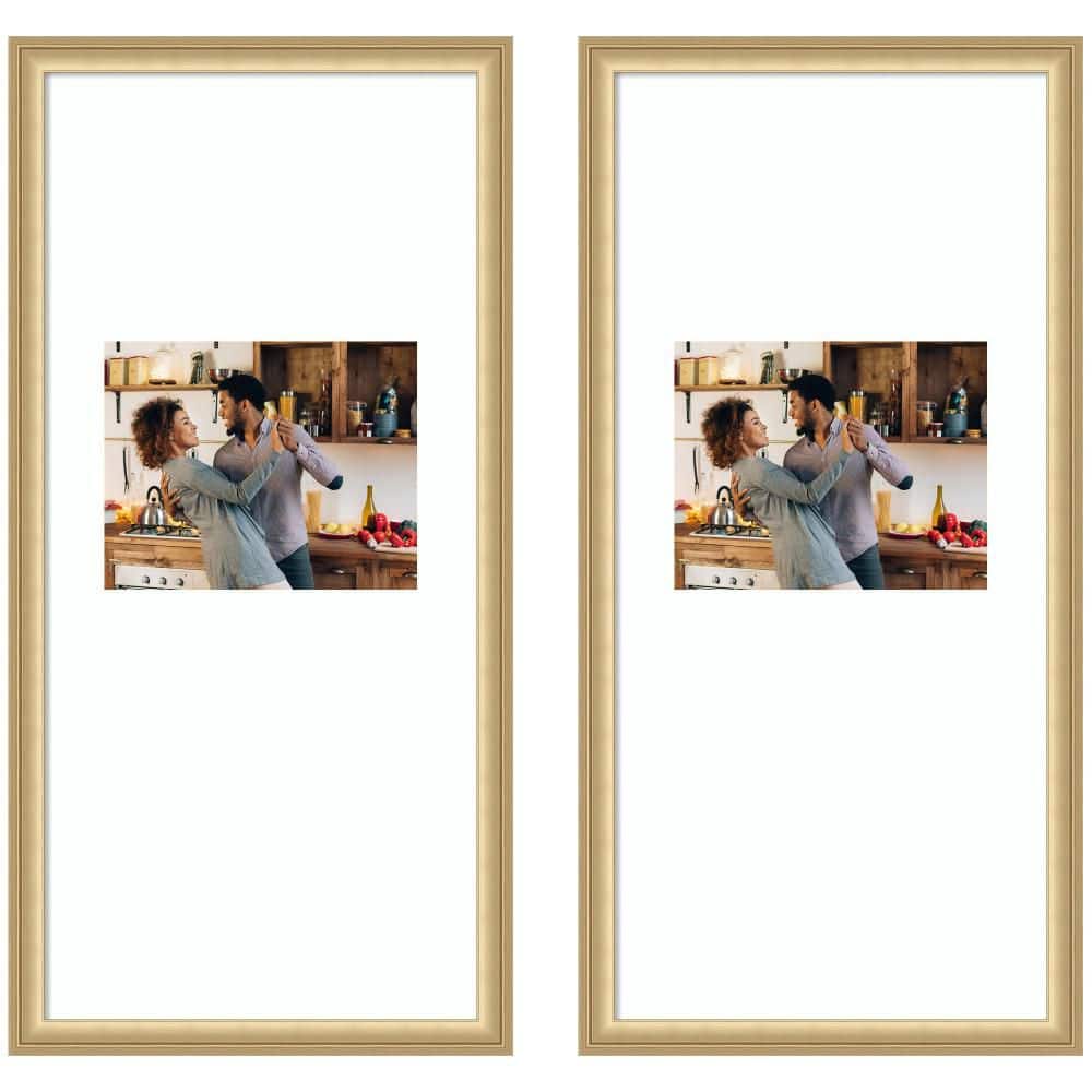 Florence 14x30 matted to 8x10 Gold Plastic Picture Frame Set of 2