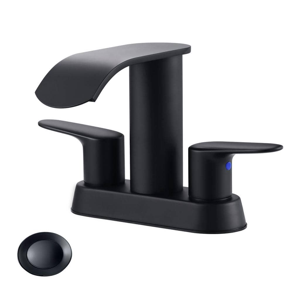 Matte Black Stainless Steel Double Handle Waterfall Faucet