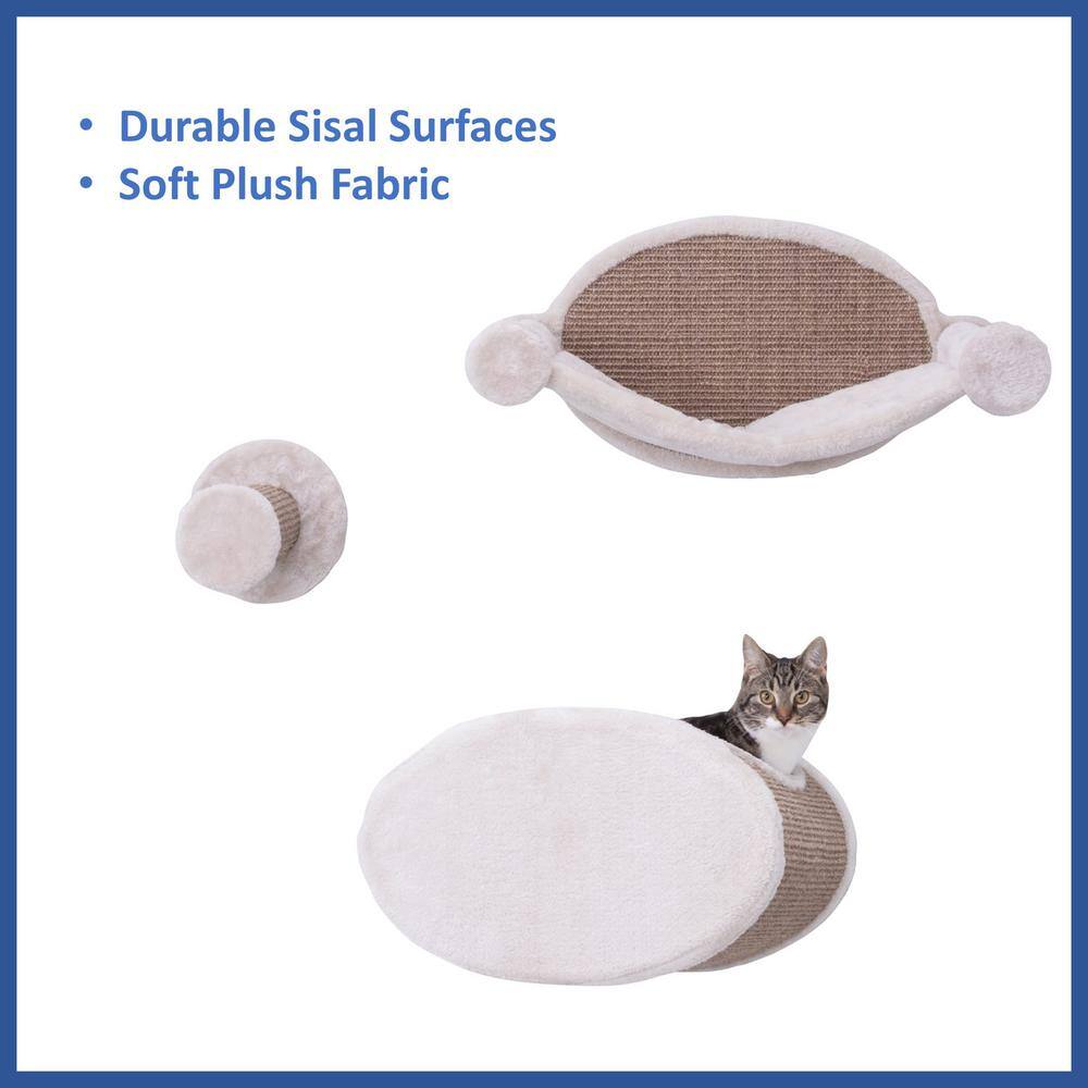 Light Gray and Beige Sisal Wall Mounted Cat Lounge Set