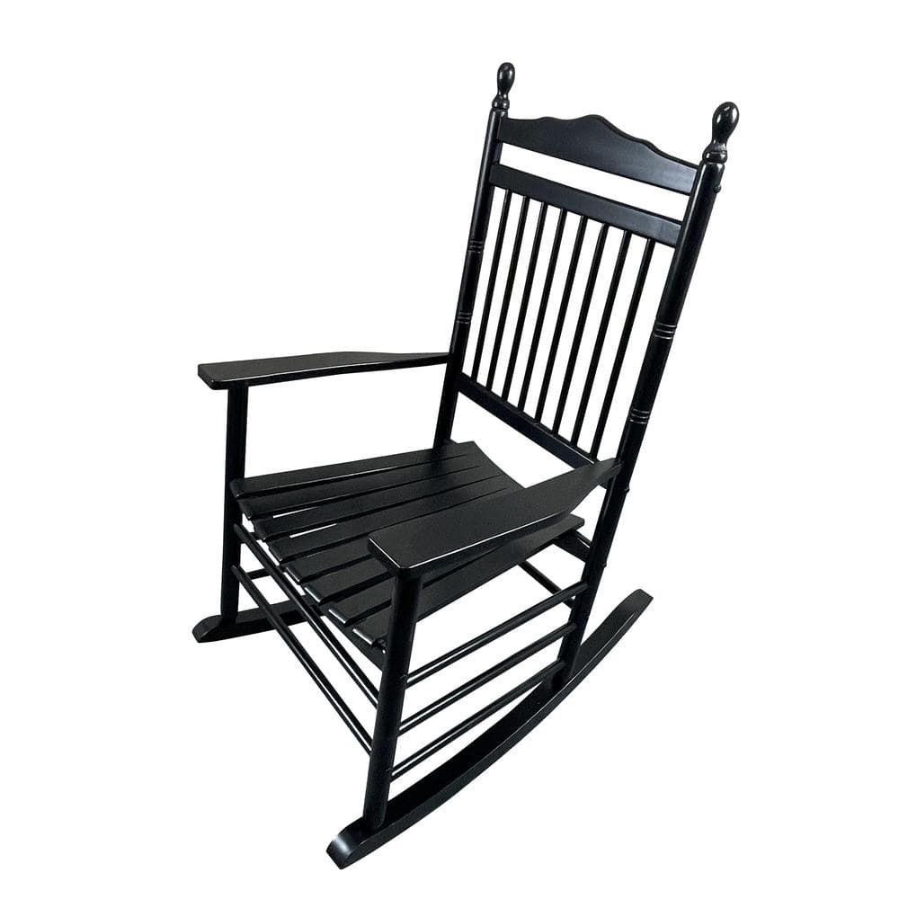 Black Solid Wood Outdoor Rocking Chair