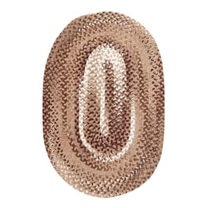 Ombre Briad Collection Brown 36" x 60" Oval 100% Cotton Chenille Reversible Indoor Area Rug