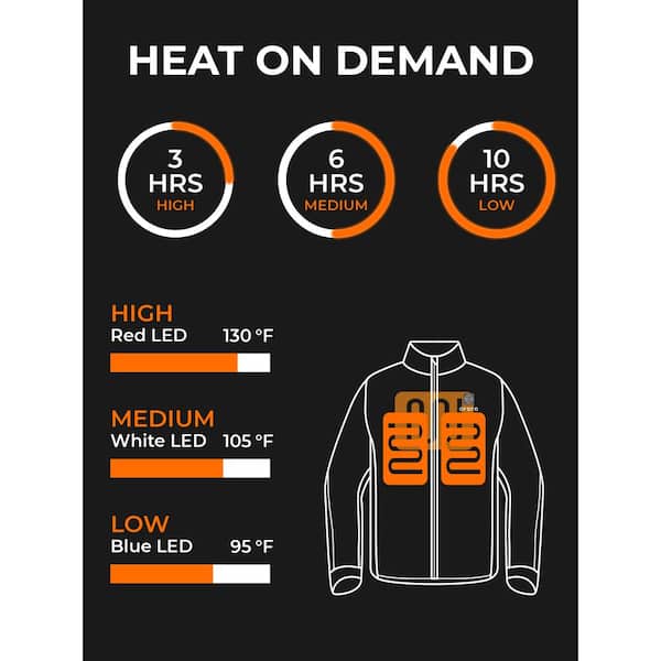ORORO Women's X-Large Black 7.2-Volt Lithium-Ion Lightweight Heated Vest  with (1) 5.2 Ah Battery and Charger WVC-41-0106-US - The Home Depot