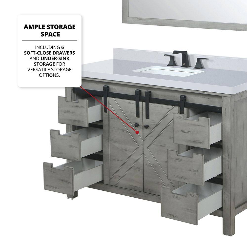 Marsyas 48" Ash Gray Quartz Top Single Vanity with Sink
