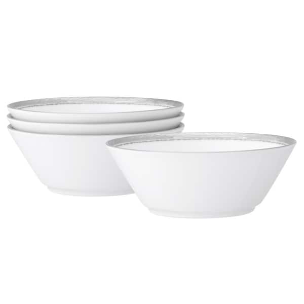Noritake Whiteridge Platinum 6 in., 5 fl. oz. (White) Porcelain Fruit Bowls (Set of 4)