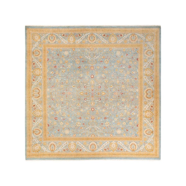 Solo Rugs Mogul One-of-a-Kind Traditional Light Blue 8 ft. 3 in. x 8 ft. 3 in. Floral Area Rug