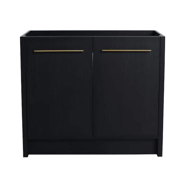 35.06 in. W x 17.94 in. D x 30.31 in. H Bath Vanity Cabinet without Top in Black with 2 Soft Closing Doors and Shelf