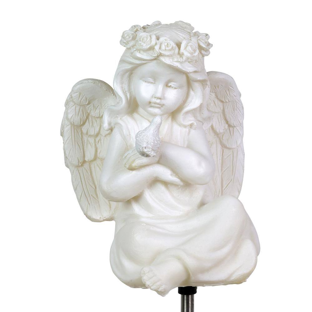 Solar Little Girl Angel Resin Garden Stake with LED Light