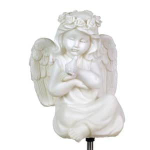 2.46 ft. Solar Little Girl Angel Natural Resin Garden Stake