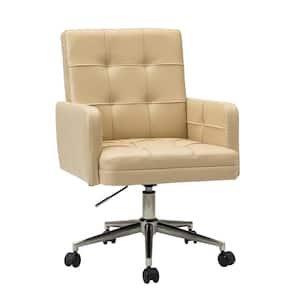 Josua Mid-century Modern Industrial Style Beige Button-tufted Height-adjustable Swivel Task Chair for Home and Office