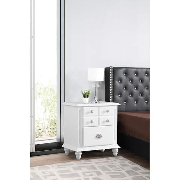 AndMakers Summit 5-Drawer White Nightstand (27 in. H x 24 in. W x 16 in. D)