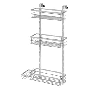 Over the Door 3 Tier Shower Caddy, Adjustable Hanging Organizer with Suction Cup, Silver