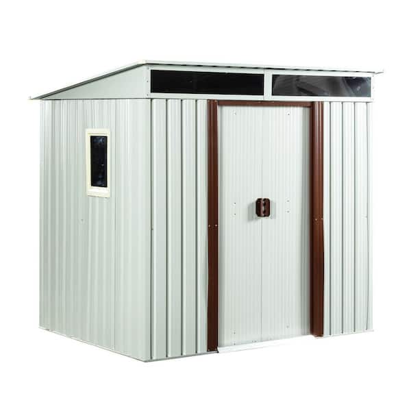 Daheat Toolhs, 6 ft. W x 5 ft. D, Outdoor Metal Storage Shed with Window, White, 30 sq. ft.