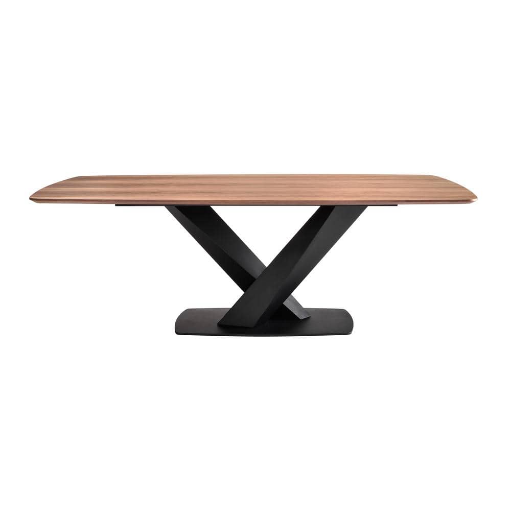 Everett 87" Black and Walnut Contemporary Dining Table