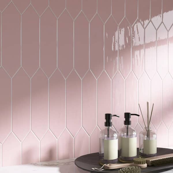 Atlanta Pink 2.95 in. X 11.81 in. Glossy Ceramic Picket Wall Tile (8.07 sq. ft. /Case)