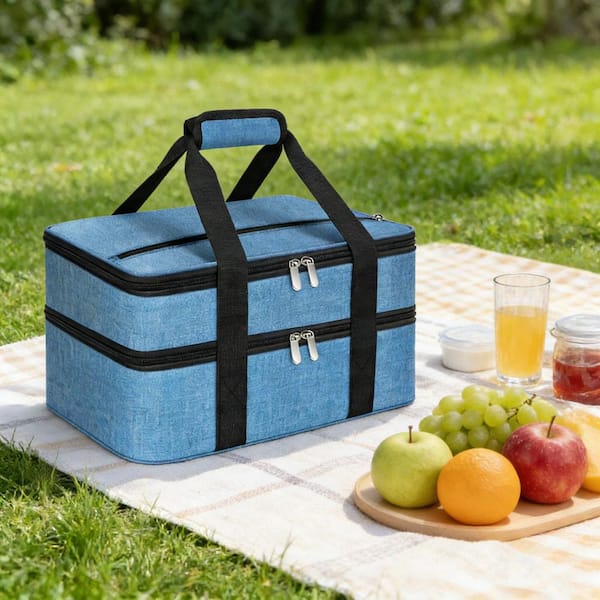insulated casserole travel tote bag LUNCIA Single Decker Carrier, Lasagna Lugger Keeps Food Hot or Cold, Thermal Lunch for Potluck Parties, Picnic and Cookouts, Fits 9" x 13" Baking Dish, Grey: Home from picnics and camping trips to day trips or office potlucks Vuudh Expandable Casserole Carrier Bag