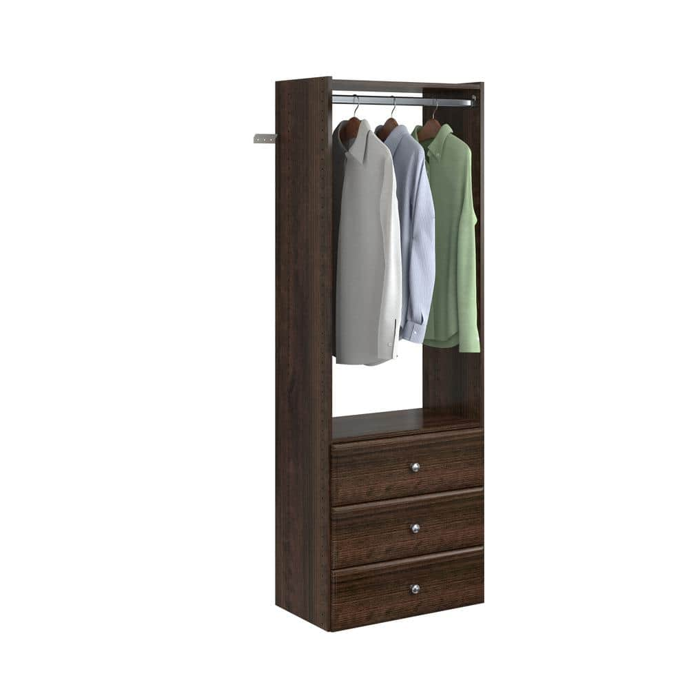 Closet Evolution Modern Raised Ultimate 84 in. W - 115 in. W Espresso  Corner Wood Closet System TR67 - The Home Depot