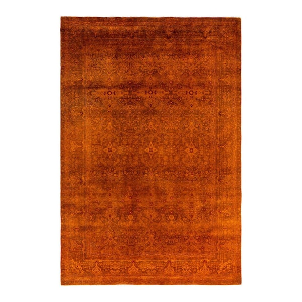 Overdyed Gold 6 x 9 Solid Wool Indoor Area Rug