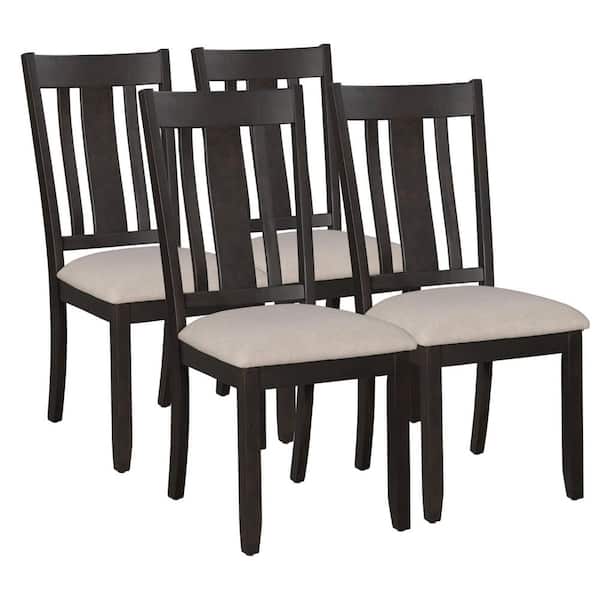 URTR Espresso Dining Chairs Soft Fabric Dining Room Chairs with Seat Cushions and Ergonomic Design (Set of 4)