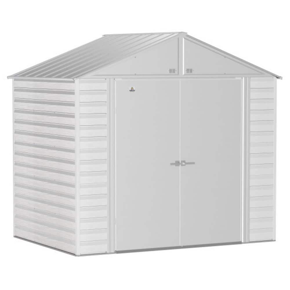 Flute Grey 8x6 Galvanized Steel Storage Shed with High Gable Roof