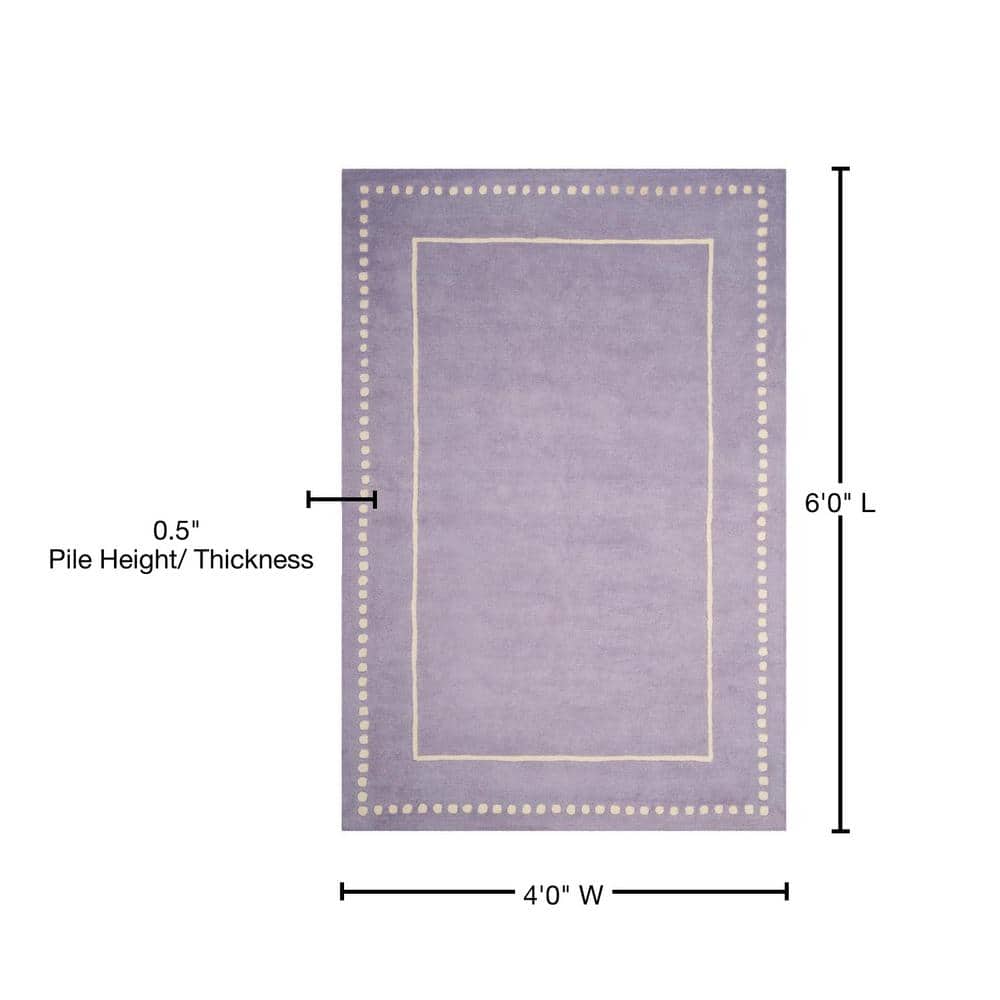 Handmade Lavender and Ivory Wool Tufted Area Rug, 4' x 6'