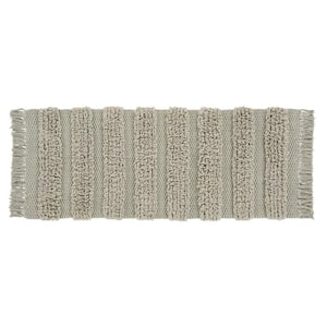 Savannah 24 in. 60 in. Taupe Striped Cotton-Polyester Rectangle Bath Rug Runner