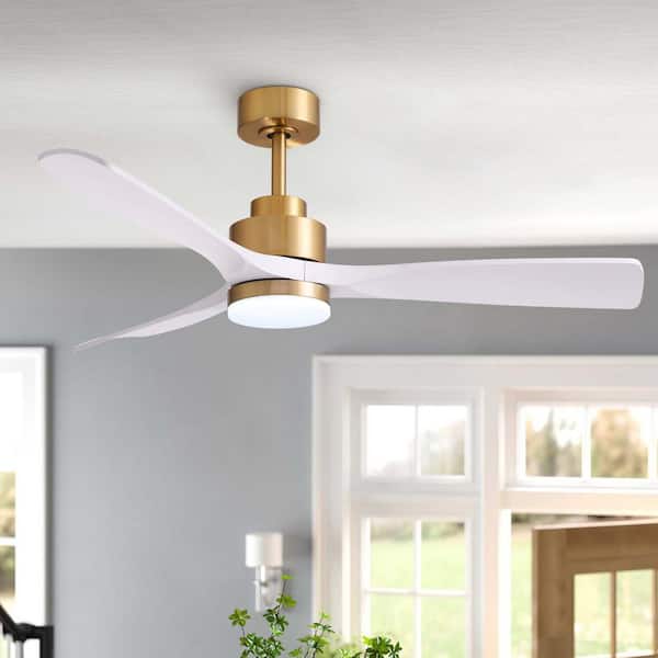 Pacific Core 52 in. Smart Indoor White and Gold Low Profile