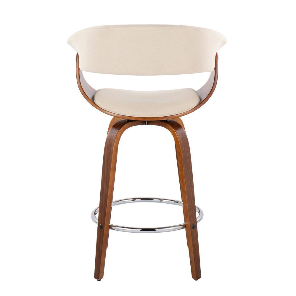 Beige Swivel Wood and Metal Counter Stool Set