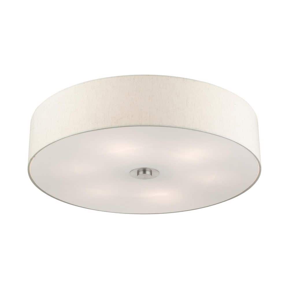 Modern Brushed Nickel 6-Light LED Drum Semi-Flush Mount
