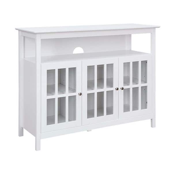 Convenience Concepts Big Sur 47.75 in White TV Stand Fits up to 53 in. TV with Cabinets and Shelf