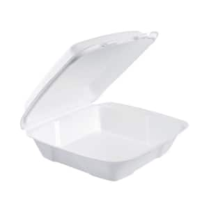 White Foam Containers with Hinged Lids, 9 x 9 x 3 (200-Pack)