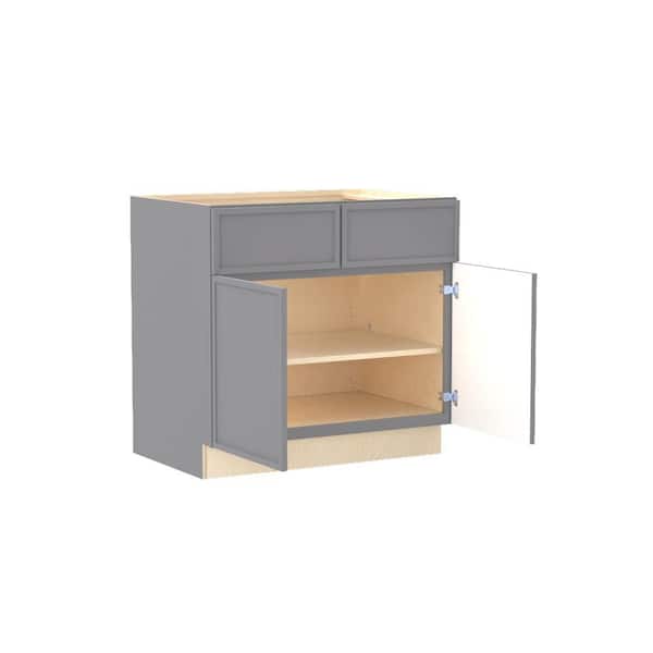 Franklin 36 in. W x 21 in. D x 34.5 in. H Assembled Plywood Base Bath Cabinet in Veiled Gray with Soft Close