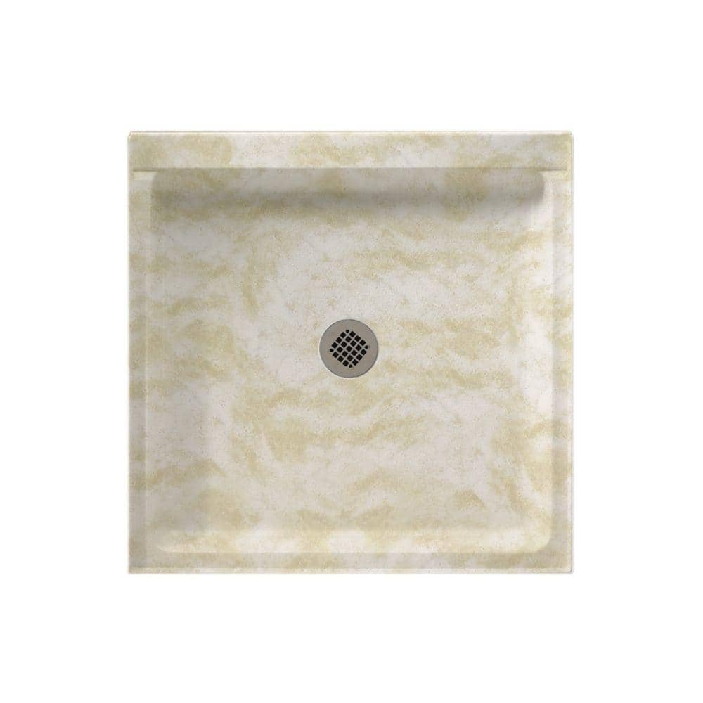 Swan Swanstone 42 in. L x 36 in. W Alcove Shower Pan Base with Center Drain in Cloud White