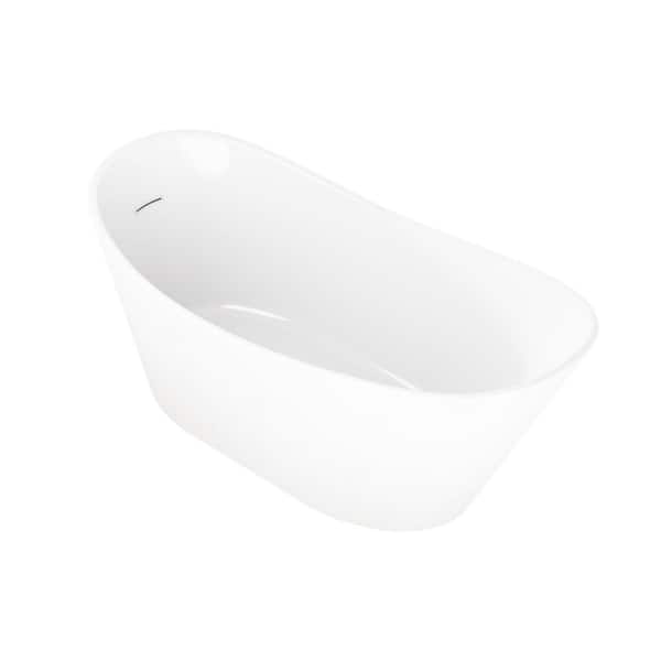 67 in. x 31.5 in. Freestanding Soaking Bathtub with Right Drain and Groove overflow in White/Polished Chrome