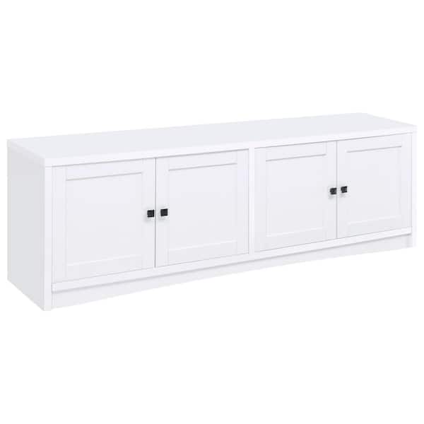 Coaster Laughlin White Entertainment Center Fits TV's up to 80 in. with 4-Door