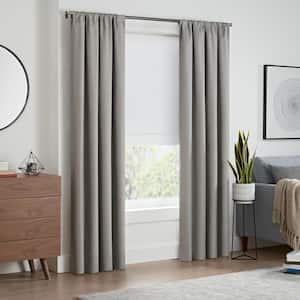 Kylie White Solid Polyester 33 in. W x 64 in. L 100% Blackout Single Cordless Roman Shade