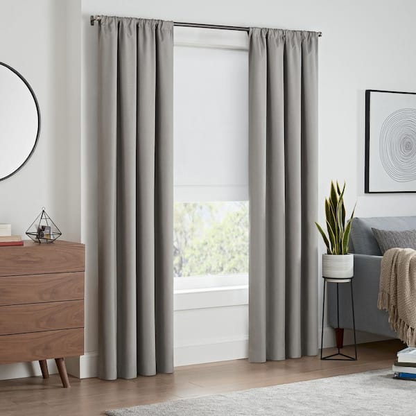 Eclipse Kylie White Solid Polyester 33 in. W x 64 in. L 100% Blackout Single Cordless Roman Shade