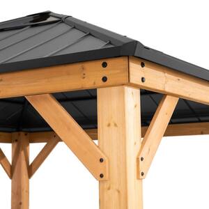 Mavis 11 ft. x 11 ft. Cedar Framed Gazebo with Black Steel and Polycarbonate Hip Roof Hardtop