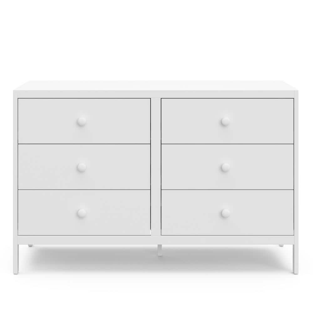 White GREENGUARD Certified 6-Drawer Double Nursery Dresser