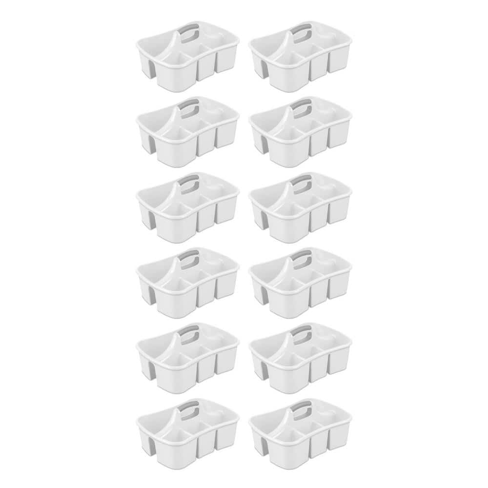 Sterilite White Divided Storage Ultra Caddy with 4 Compartments