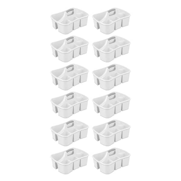 Sterilite White Divided Storage Ultra Caddy with 4 Compartments and Handles (12 -Pack)