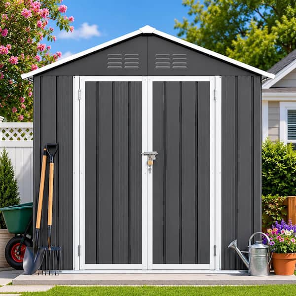 BTMWAY 6 ft. W x 4 ft. D Electro-Galvanized Metal Sheds and