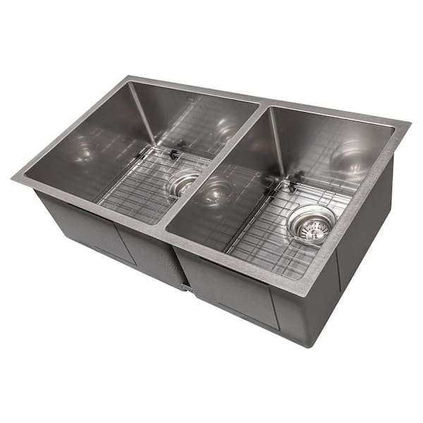 ZLINE Kitchen and Bath ZLINE Chamonix 33" Undermount Double Bowl Sink in DuraSnow Stainless Steel (SR60D-33S)