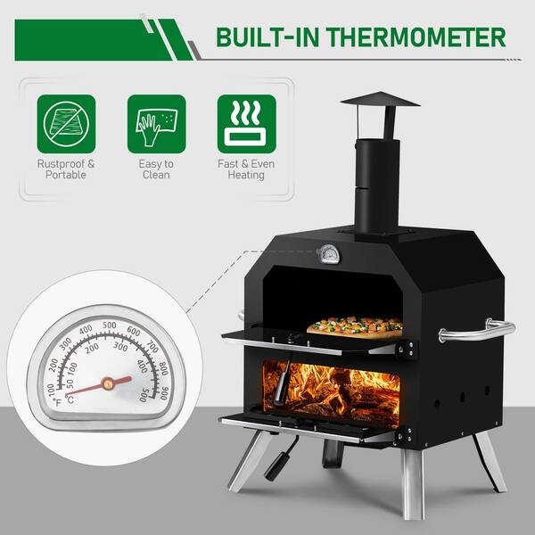 Karl home 32 in. Wood Burning 2-Layer Outdoor Pizza Oven