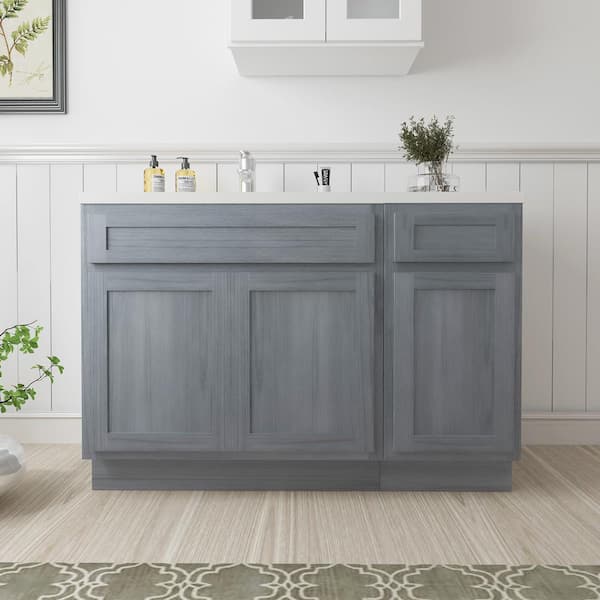 Vanity Art 48 in. W x 21 in. D x 32.5 in. H Bath Vanity Cabinet without Top in Silver