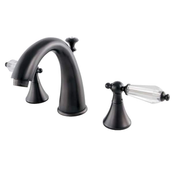 Kingston Brass Modern Crystal 8 in. Widespread 2-Handle High-Arc Bathroom Faucet in Oil Rubbed Bronze