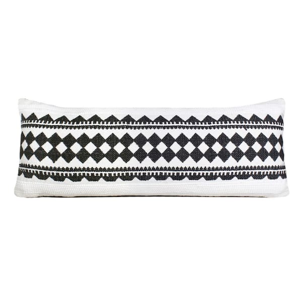 Unbranded Modern Black/White 14 in. x 36 in. Mosaic Geometric Stripe Lumbar Indoor  Throw Pillow