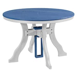 Adirondack Series White Frame Round High Density Plastic Dining Height Outdoor Dining Table