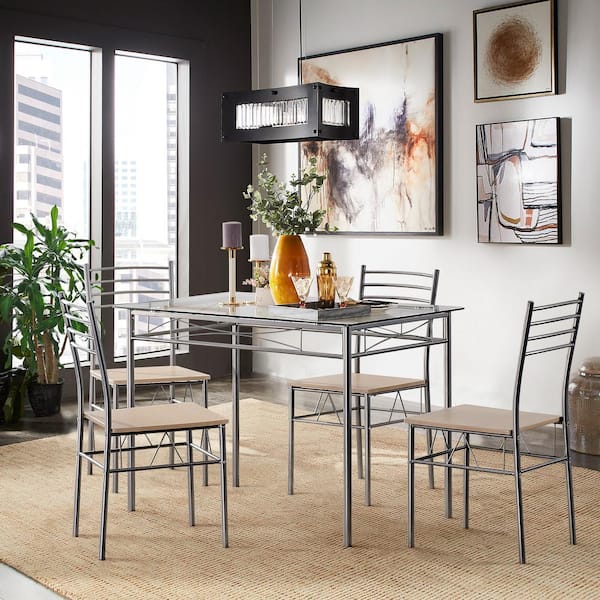 glass top dining table with 4 chairs